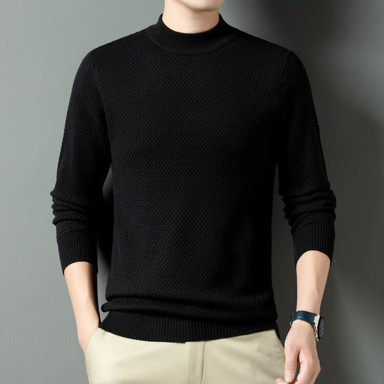 Herren Strukturierter Rollkragenpullover aus hochwertiger Baumwolle EB