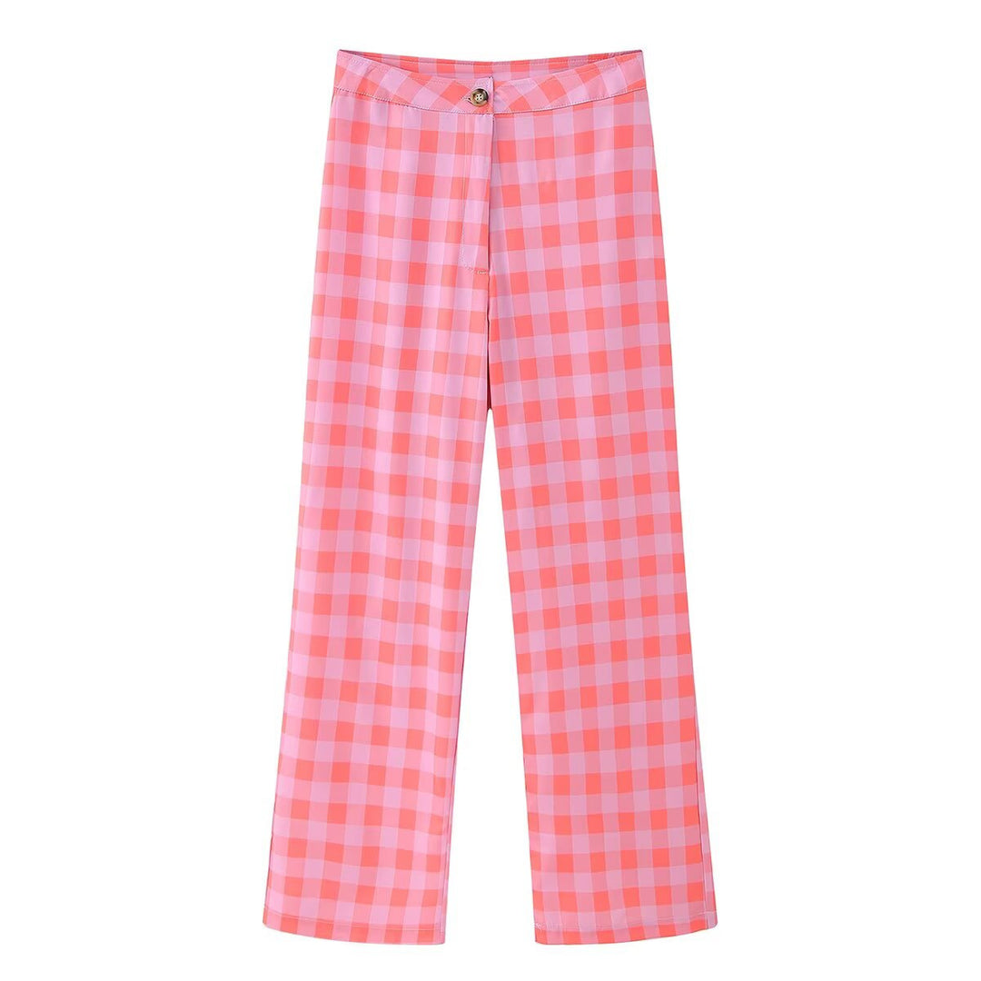 Damen Weite Karo-Hose im modischen Design EB