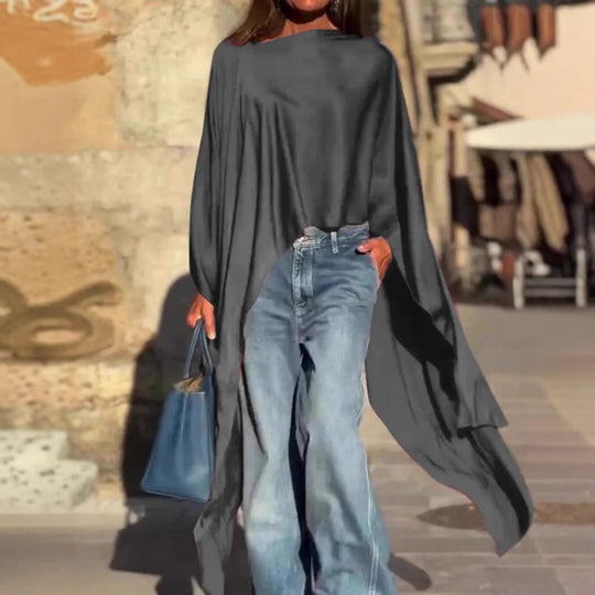 Damen luftige Tunika mit asymmetrischem Schnitt EB