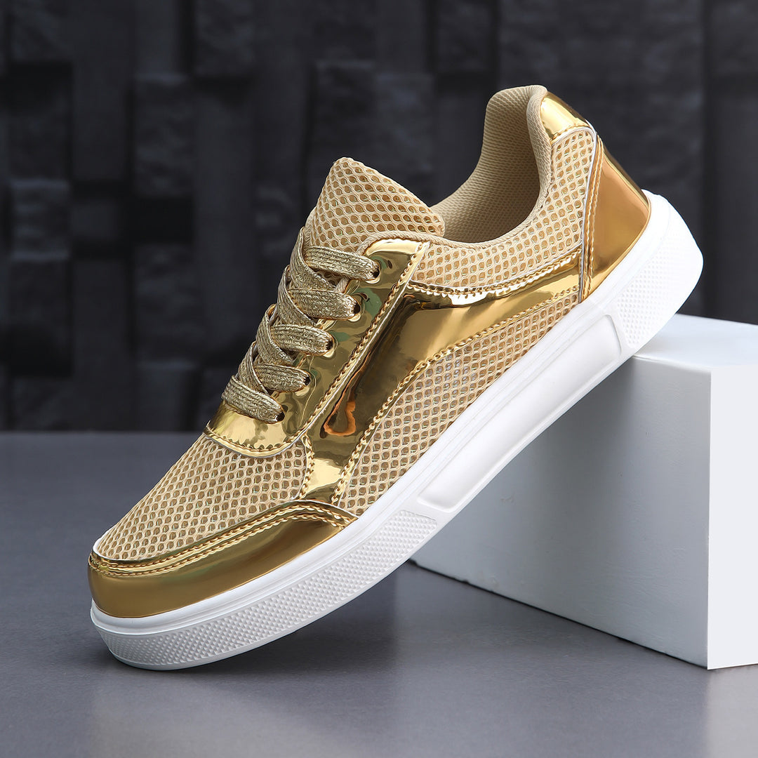 Damen Sportliche Sneakers aus atmungsaktivem Mesh mit glänzenden Akzenten EB