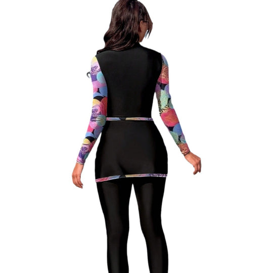 Damen modischer Langarm-Surfsuit mit Wickeldesign EB