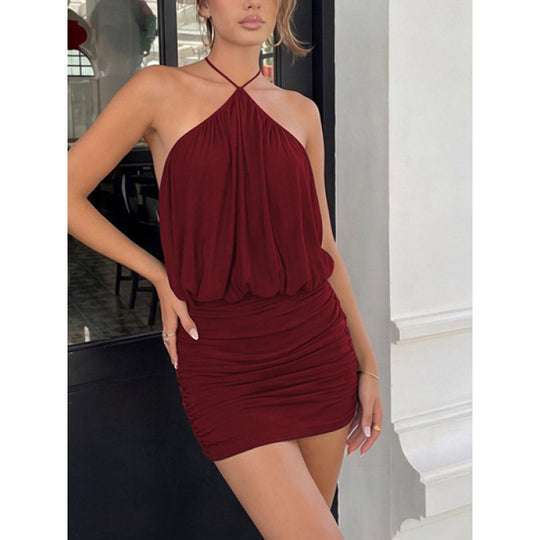 Damen Minikleid mit raffiniertem Wickeldesign und elastischer Taillierung EB