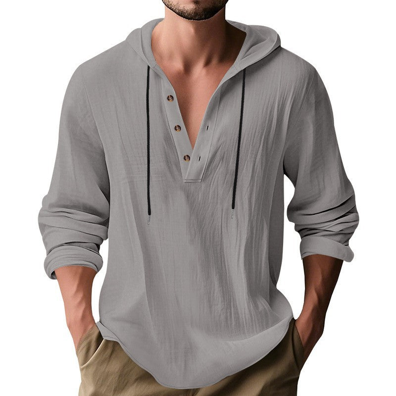 Herren lässiges Langarm-Hoodie mit modischem Knopfdesign und atmungsaktivem Stoff EB