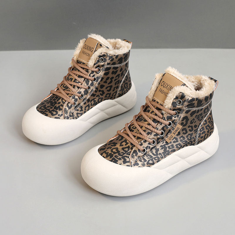 Damen modische High-Top Sneakers mit kuscheligem Innenfutter EB