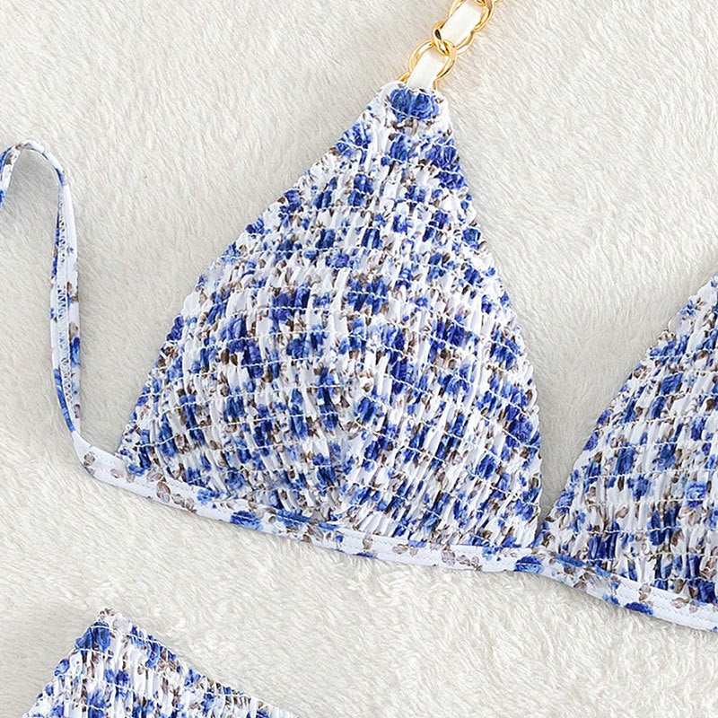 Damen Triangel-Bikini mit dezentem Kettenakzent und hohem Schnitt EB