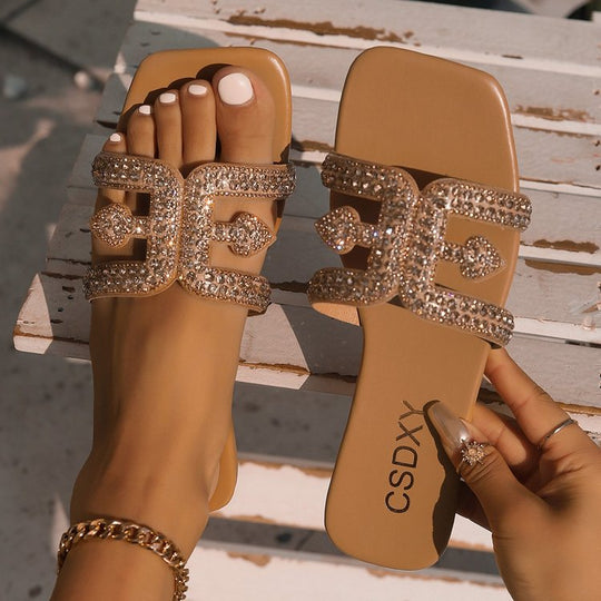 Damen Glamouröse Riemchen-Sandalen mit funkelnden Strass-Applikationen EB
