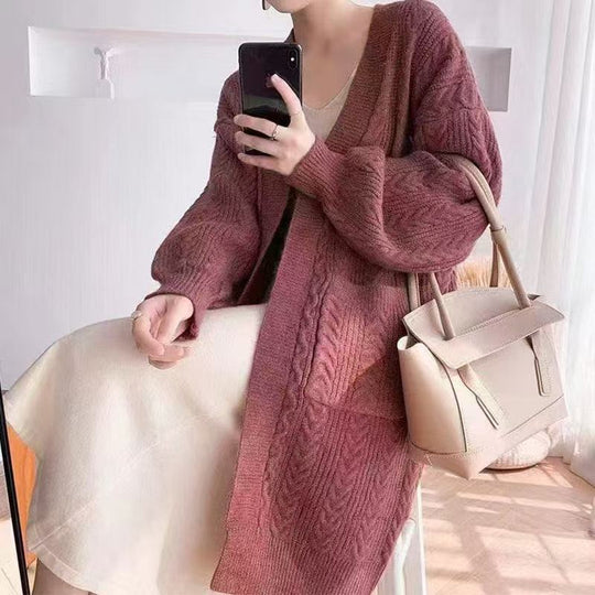 Damen Grobstrick Cardigan mit tiefen Taschen und elegantem Zopfdesign EB