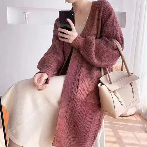 Damen Grobstrick Cardigan mit tiefen Taschen und elegantem Zopfdesign EB