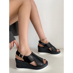 Damen Wedge-Sandalen mit elegantem Riemen-Design und komfortablem Fußbett EB