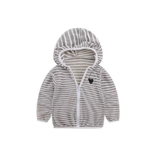 Unisex nan leichte gestreifte Kapuzenjacke mit Reißverschluss für Babys und Kleinkinder EB
