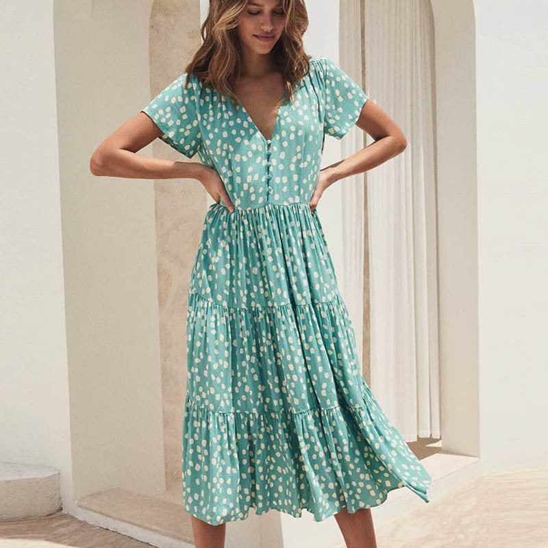 Damen Midikleid mit lockerer Passform und schickem Rüschendesign EB