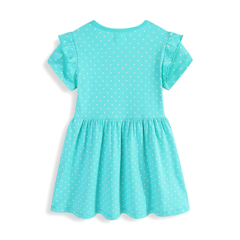 Mädchen Kurzarm Kleid mit verspieltem Hasen- und Blumenmotiv EB