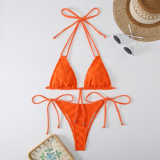 Damen Triangel-Bikini mit verstellbaren Trägern und hohem Beinausschnitt EB