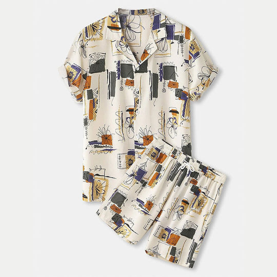 Damen modisches Kurzarm-Set mit floralem Muster EB