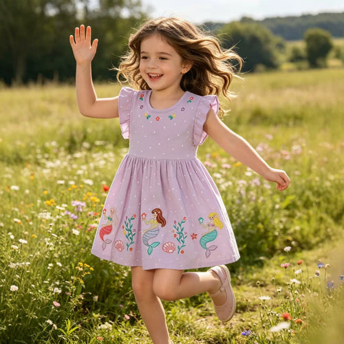 Mädchen Sommerkleid mit verzauberndem Meerjungfrau-Stickdesign EB