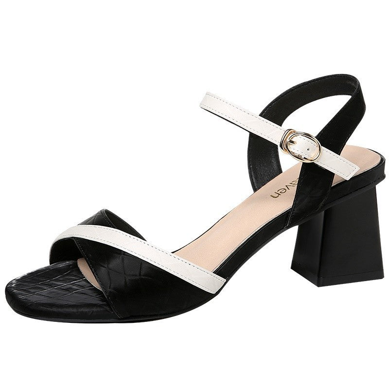 Damen Sandalen mit elegantem Blockabsatz und verstellbarem Riemendesign EB