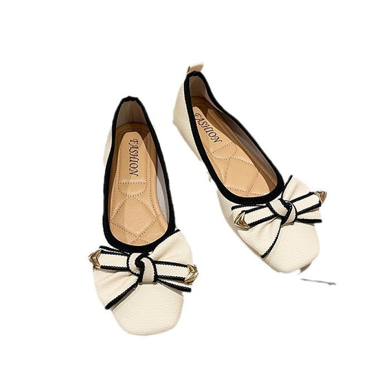 Damen Ballerinas mit dekorativem Schleifen-Detail und goldenen Akzenten EB