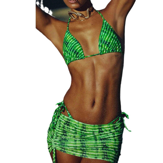 Damen Triangel-Bikini-Set mit modischem Wickelrock EB
