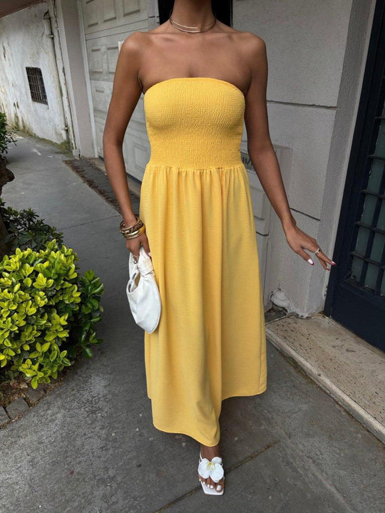 Damen Maxikleid mit elegantem Oberteil und fließendem Rock EB