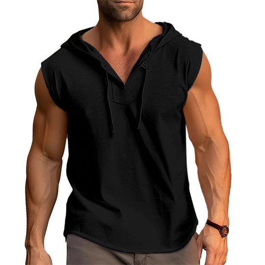 Herren ärmelloses Trainingsshirt mit praktischem Kapuzen-Design EB