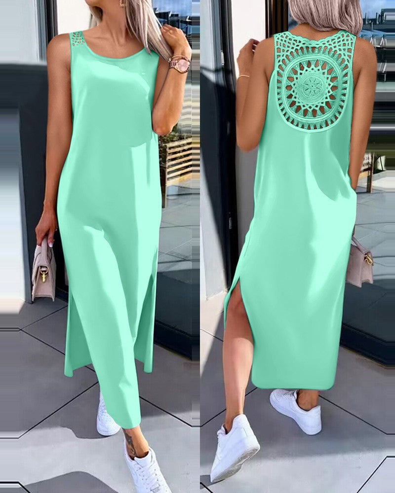 Damen Maxi-Kleid mit handgefertigter Spitze EB