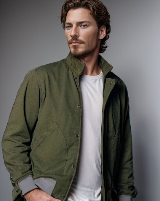Herren lässige und bequeme Sportjacke mit hohem Kragen und praktischen Taschen EB