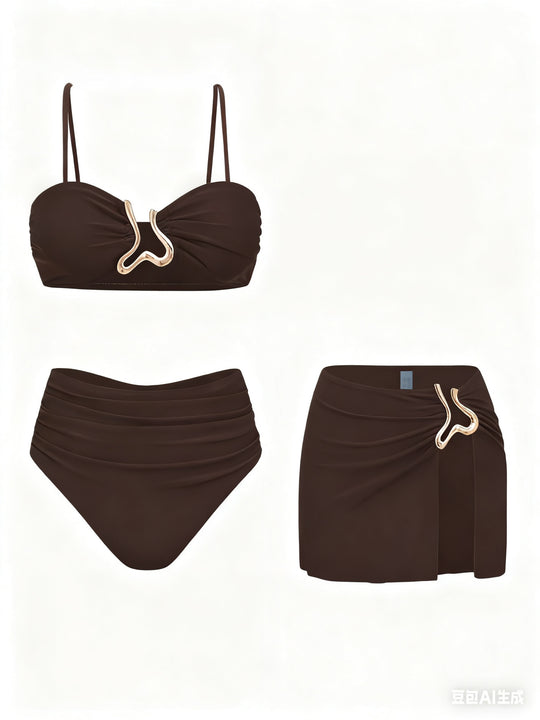 Damen Bikiniset mit elegantem Wickelrock und modischem Design EB