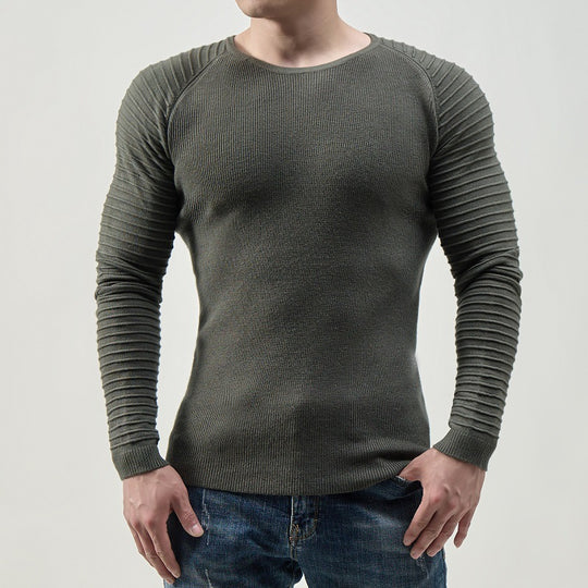Herren moderner Langarmpullover mit strukturiertem Design und ribbeliertem Ärmel EB