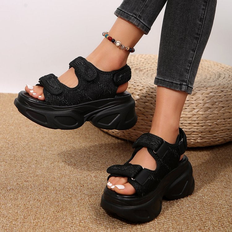 Damen Sandalen mit innovativem Klettverschluss und rutschfester Plattformsohle EB
