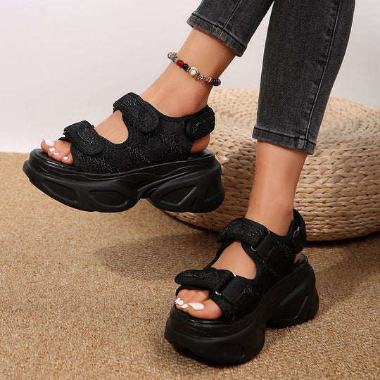 Damen Sandalen mit innovativem Klettverschluss und rutschfester Plattformsohle EB