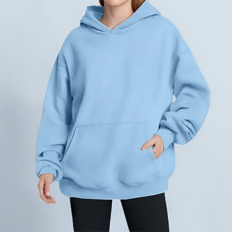 Damen nan extraweites Boxy-Kapuzenpullover mit tiefer Schulterpassform, Känguru-Eingrifftasche und angerauter Innenseite EB