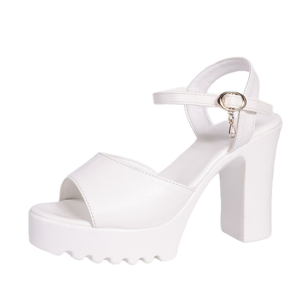 Damen Hochhackige Sandalen mit eleganter Schnallen-Applikation und komfortablem Fußbett EB