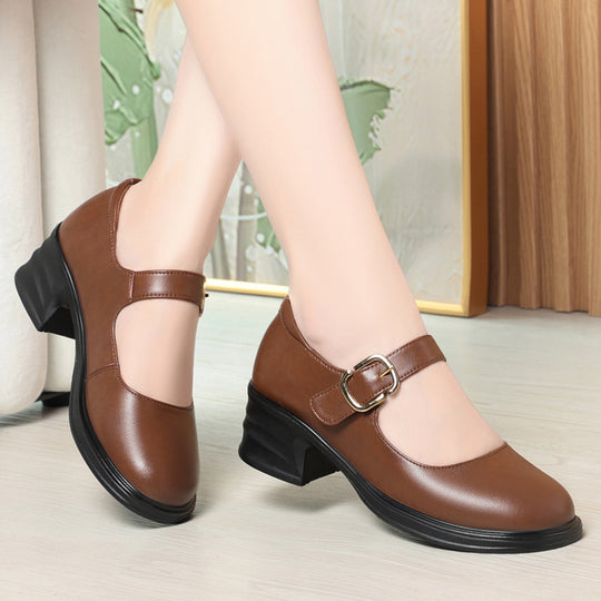 Damen Mary Jane Pumps mit komfortablem Blockabsatz und modischer Schnalle EB
