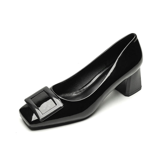 Damen elegante Blockabsatzpumps mit modernem Schnallenakzent EB