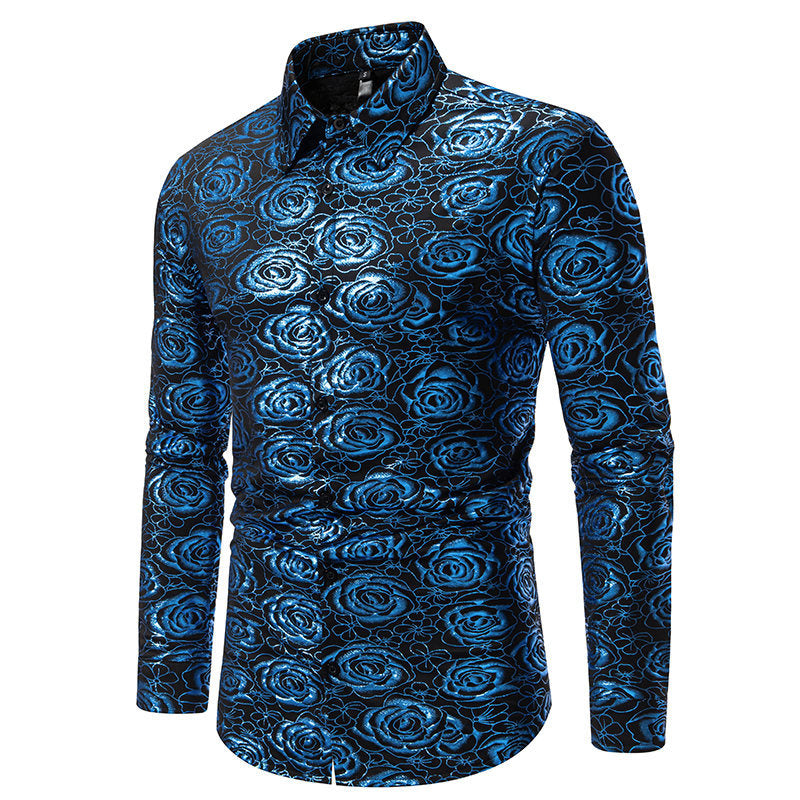 Herren Langarmhemd mit floralem Gold-Design EB