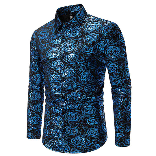 Herren Langarmhemd mit floralem Gold-Design EB