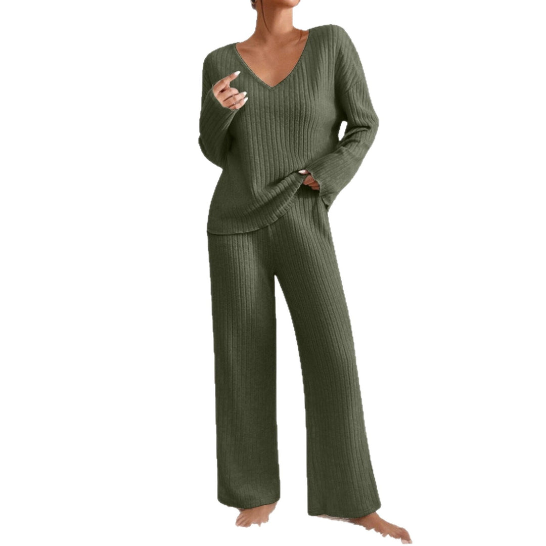 Damen Lässiges Strick-Loungewear-Set EB