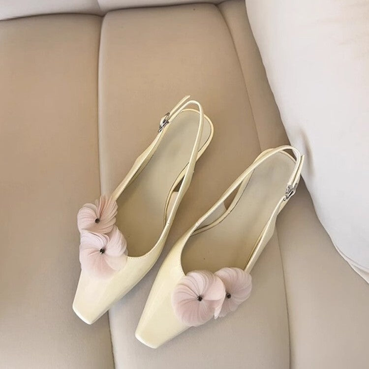 Damen Slingback Pumps mit floralen Akzenten EB