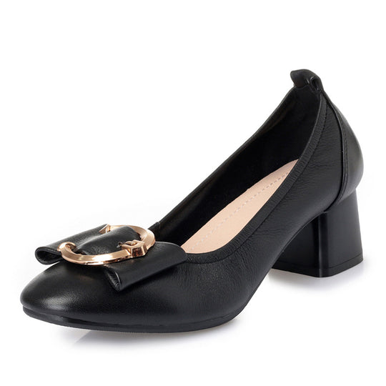 Damen Pumps mit elegantem Rüschendetail und komfortablem Blockabsatz EB