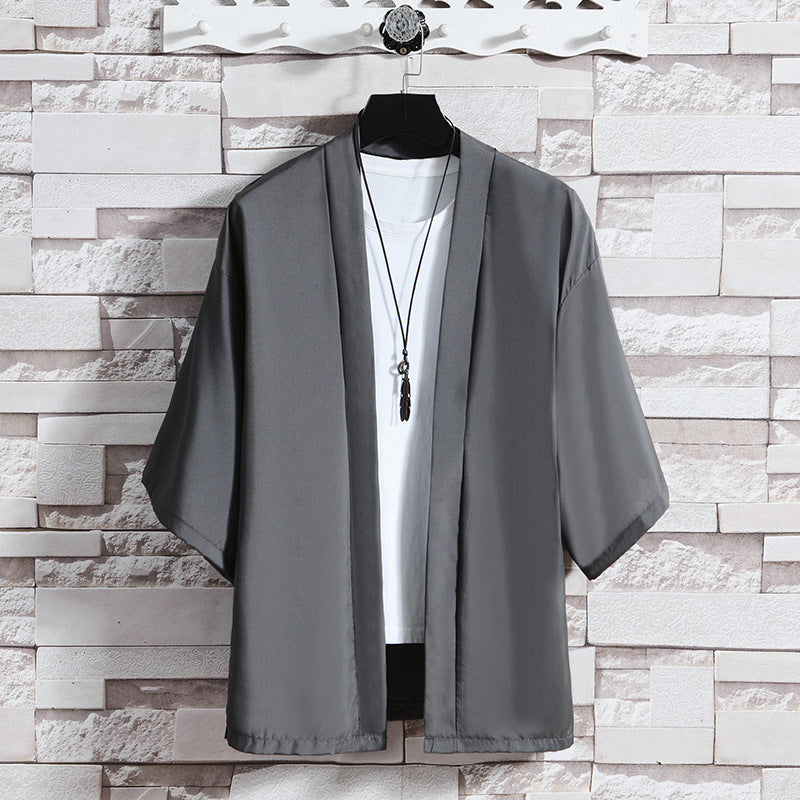 Herren nan kimonoartige Kurzjacke im Oversize-Stil mit offenem Schnitt und weichem Fall EB