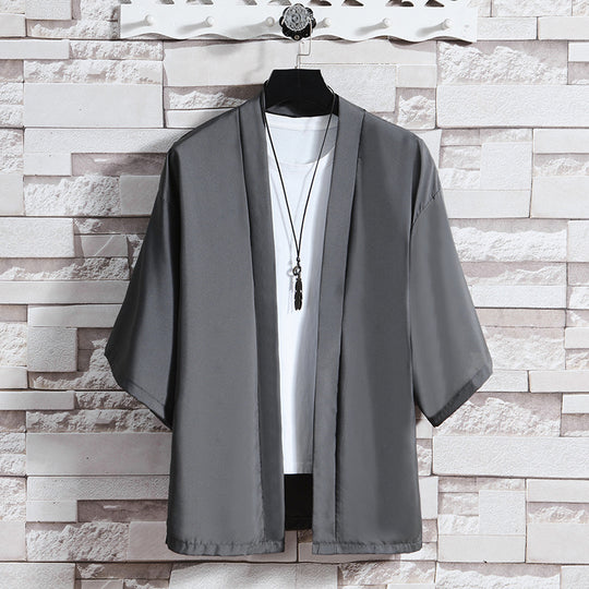 Herren nan kimonoartige Kurzjacke im Oversize-Stil mit offenem Schnitt und weichem Fall EB