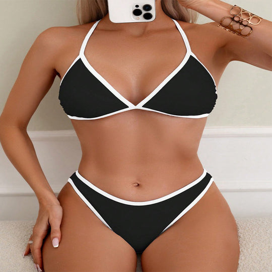 Damen Triangel-Bikini mit zartem Kontrastsaum EB