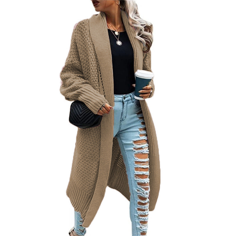 Damen Großer Strickcardigan mit strukturiertem Muster und seitlichem Schnitt EB