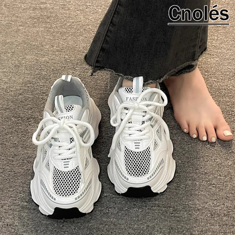 Damen Modische Chunky Sneakers mit atmungsaktiver Mesh-Oberfläche und ausgeprägtem Profil EB