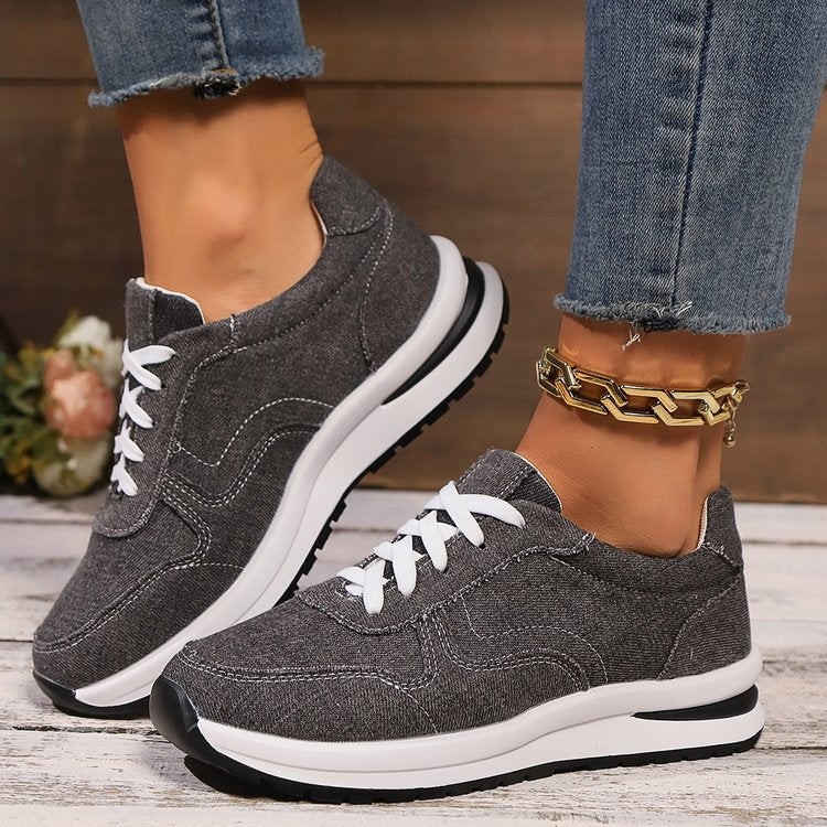 Damen  sportlich-elegante Textile Sneaker mit dämpfender EVA-Sohle und gepolsterter Innensohle EB