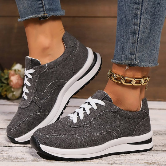 Damen  sportlich-elegante Textile Sneaker mit dämpfender EVA-Sohle und gepolsterter Innensohle EB