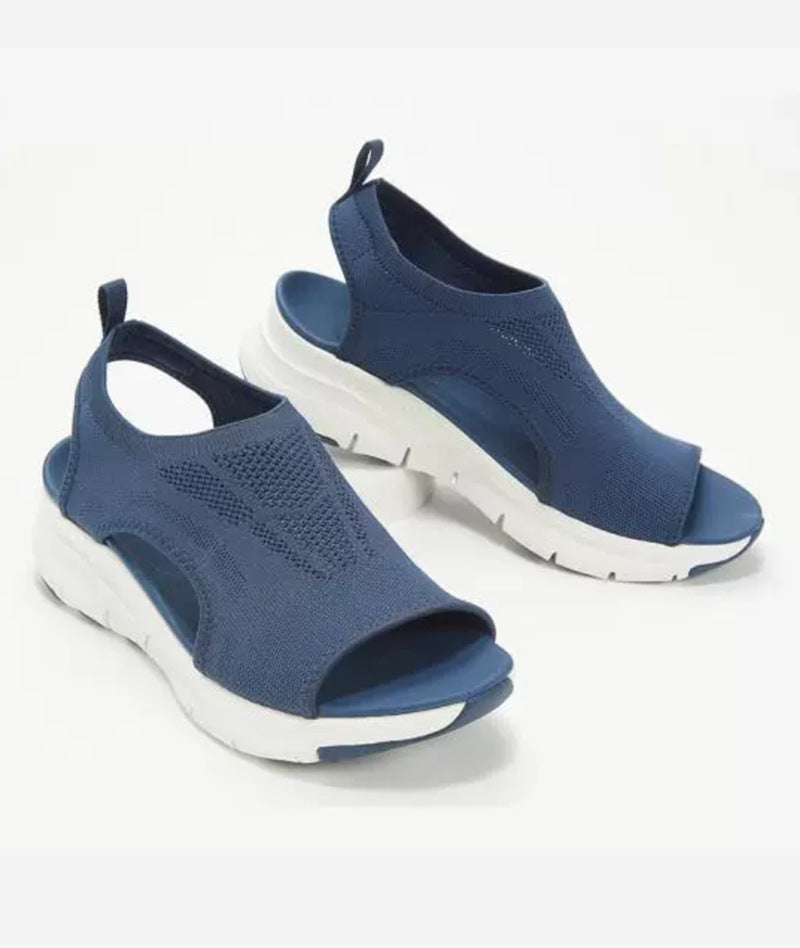 Damen Komfortable Sandaletten mit atmungsaktiver Strickoberfläche und ergonomischem Fußbett EB