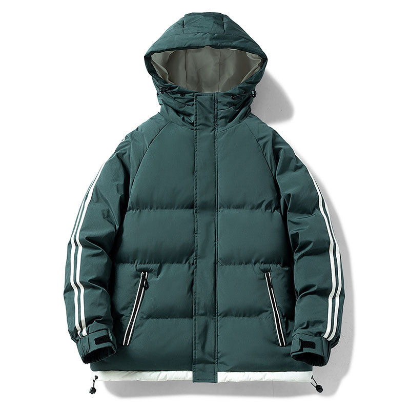 Herren nan gesteppte Kapuzen-Winterjacke mit Thermofutter, seitlichen Kontraststreifen und winddichter Außenhülle EB
