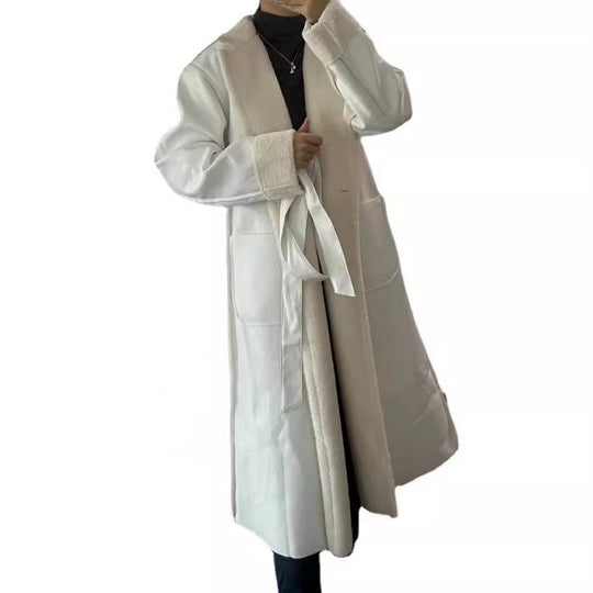 Damen Modischer Wintermantel mit Teddy-Futter EB