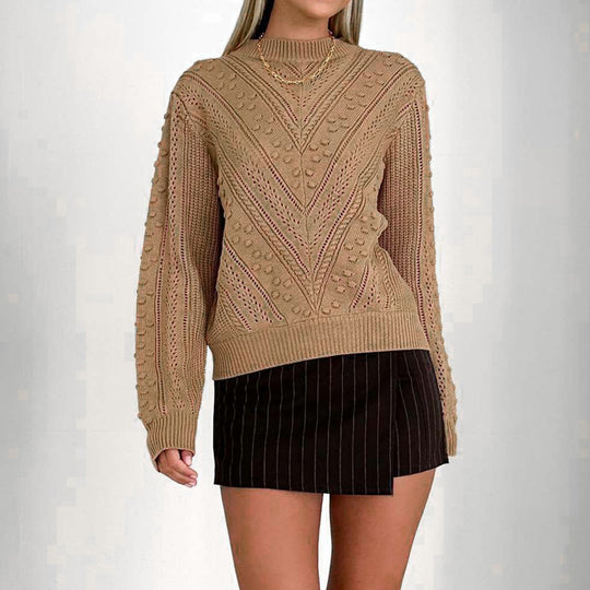Damen Strickpullover mit ausgefallenem Strukturmuster und überschnittenen Schultern EB